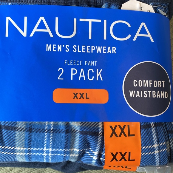Nautical men’s sleepwear, fleece pants 2 pk in blue. Size XXL. Has pockets. NEW - Picture 4 of 5